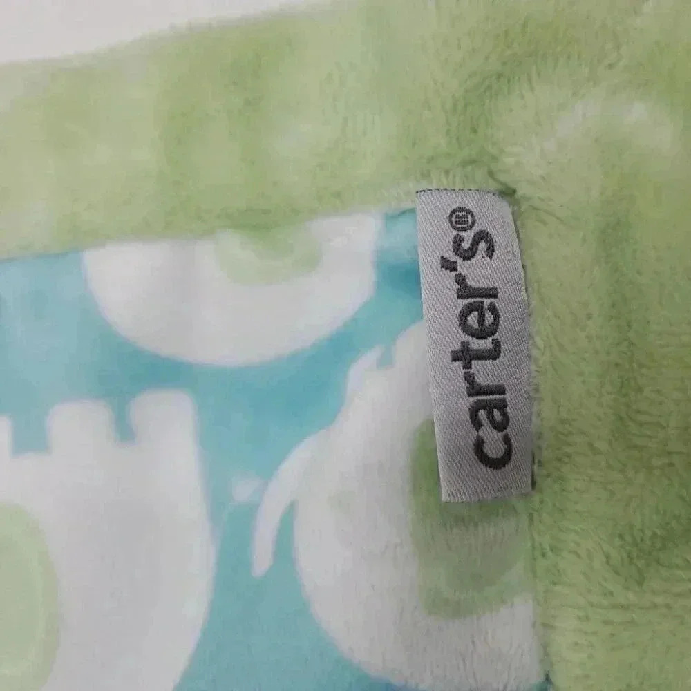 Carter's Green and Blue Elephant Snuggly Lovey Blanket 13"x13" - Picture 3 of 5